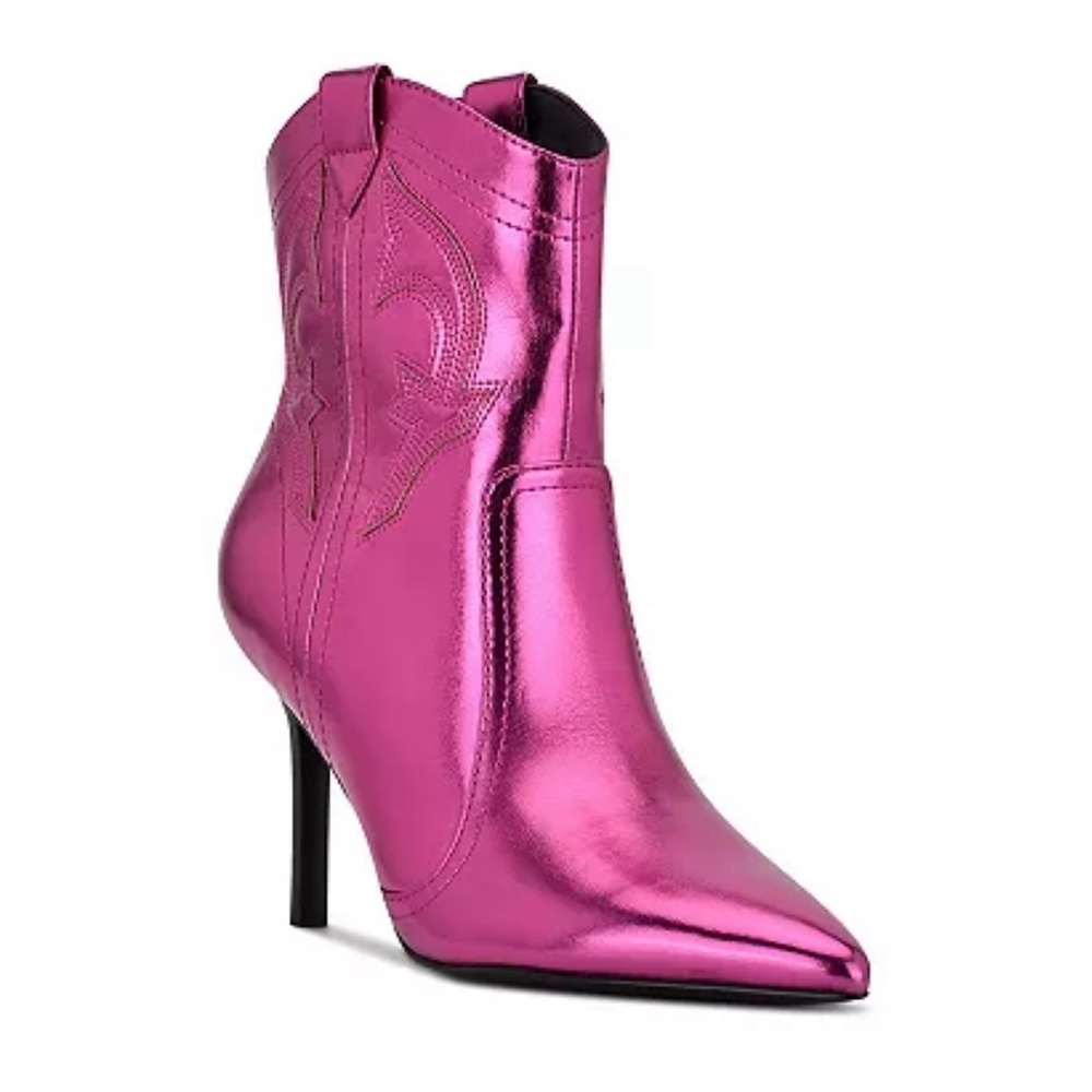 New Nine West Flows 3 Women’s Metalic pull-on,  Cowboy, Western Ankle Boots